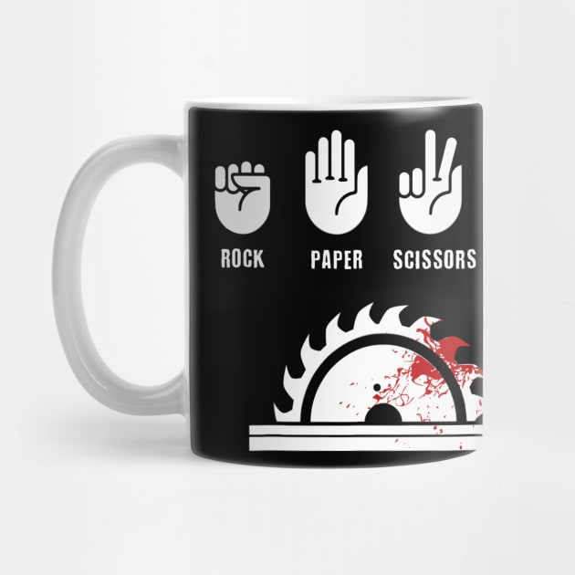 Rock, Paper, Scissors, Table Saw Funny carpenter joke by Planet of Tees